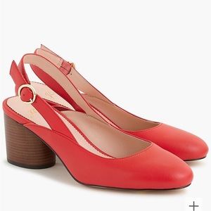 J.Crew Leather Slingback Pumps Stacked Heel 9